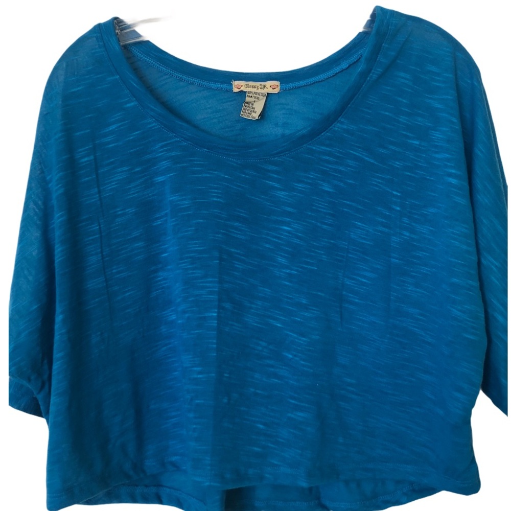 Vintage Dolman Sleeve Pullover Croptop Teal Blue L